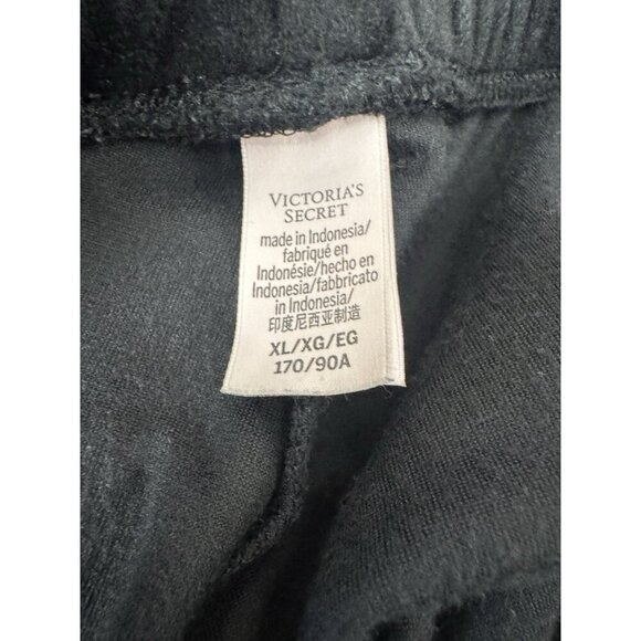 Victorias Secret Velour Track Pants XL Black Glam Rhinestone Y2K Wide Leg Lounge - Picture 9 of 11